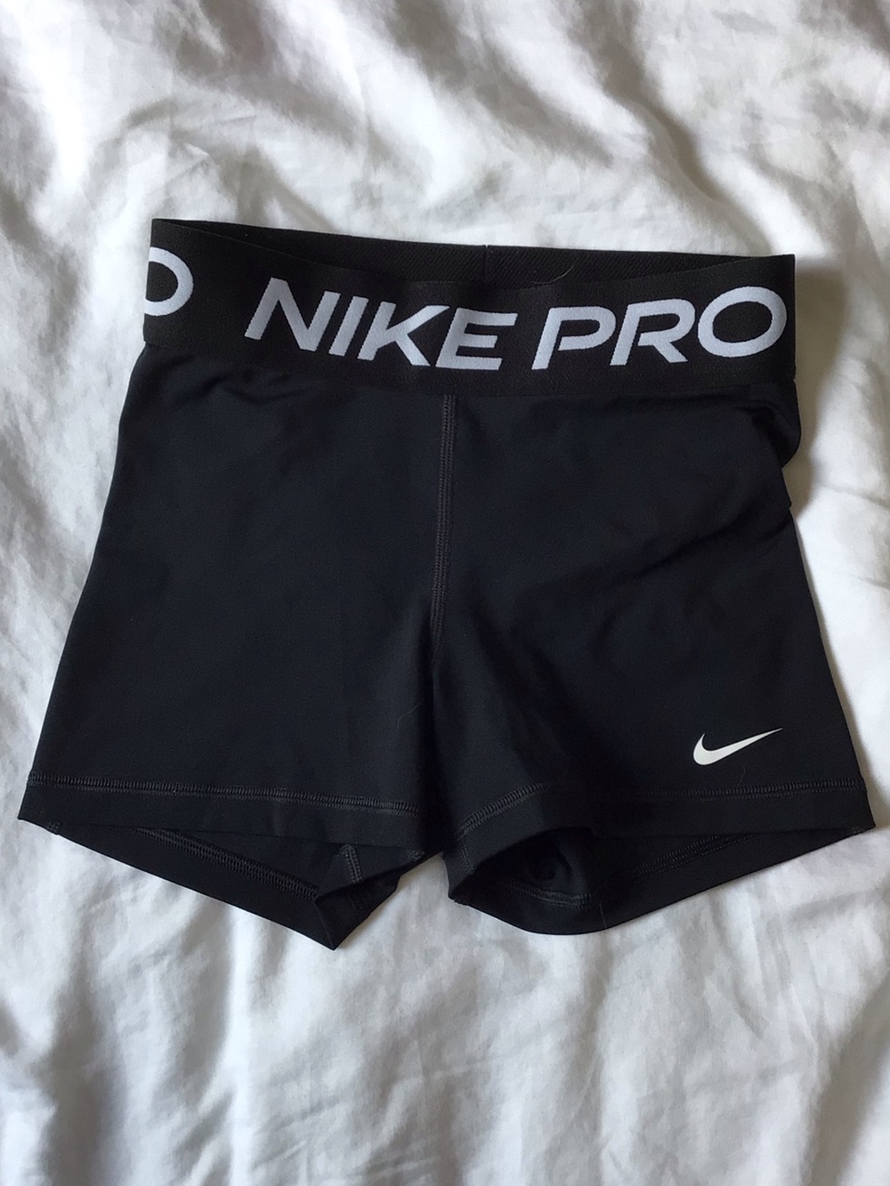 Nike Pro Black Compression Bike Shorts with White Swoosh